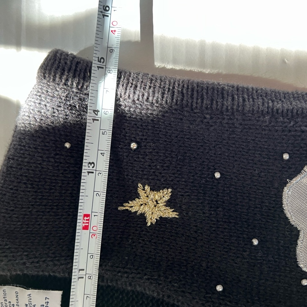 Festive Black Knit Vest with Angel Appliques - Picture 8 of 11